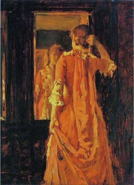 william merritt chase 1849 1916 young woman before a mirror