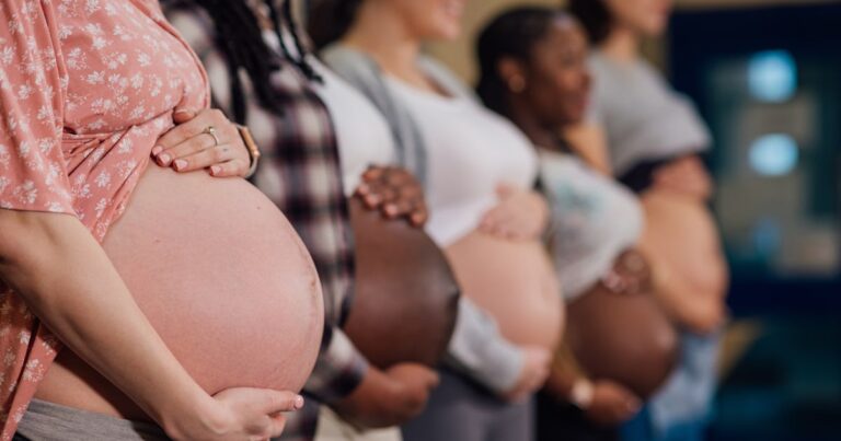 unrecognisable group of pregnant